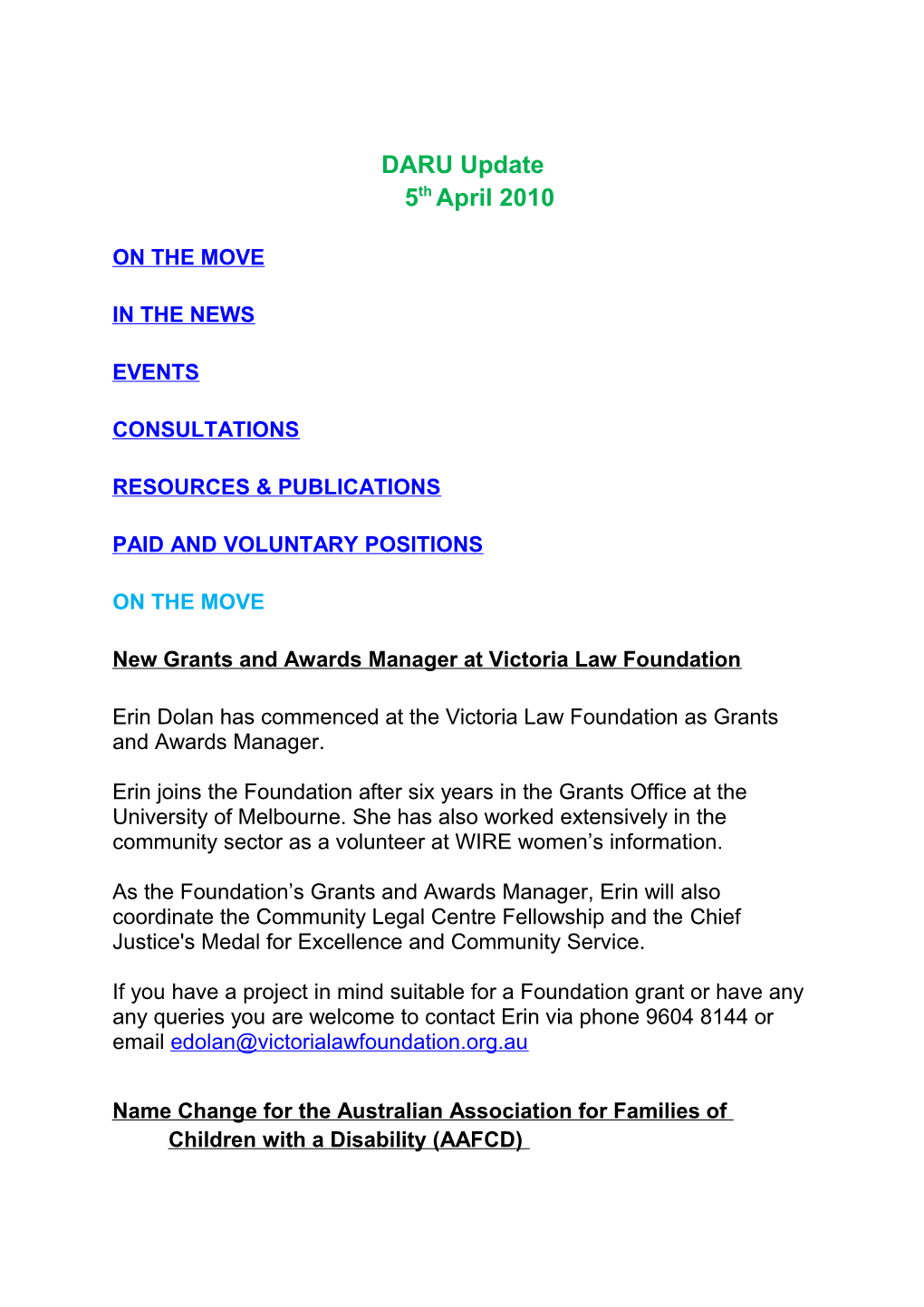 New Grants and Awards Manager at Victoria Law Foundation