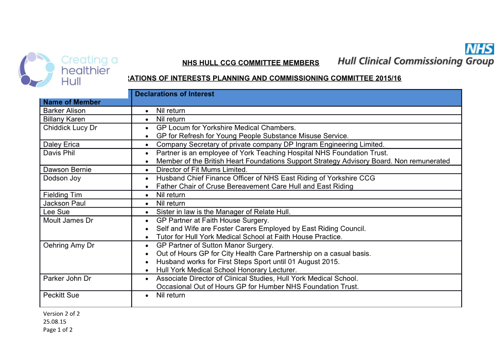 Nhs Hullccgcommittee Members