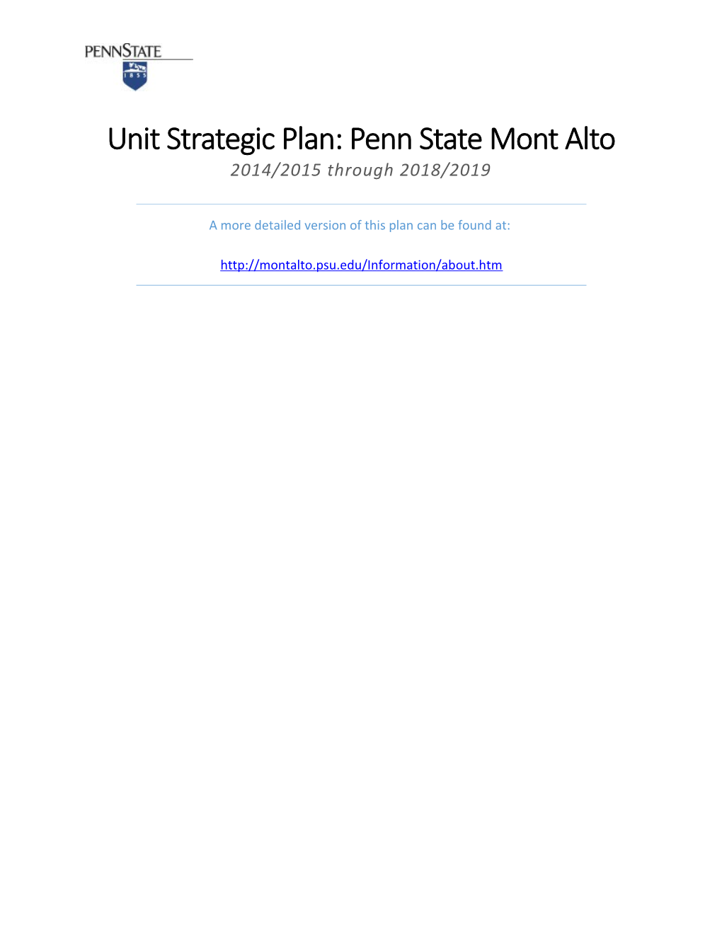 Penn State Mont Alto Strategic Plan