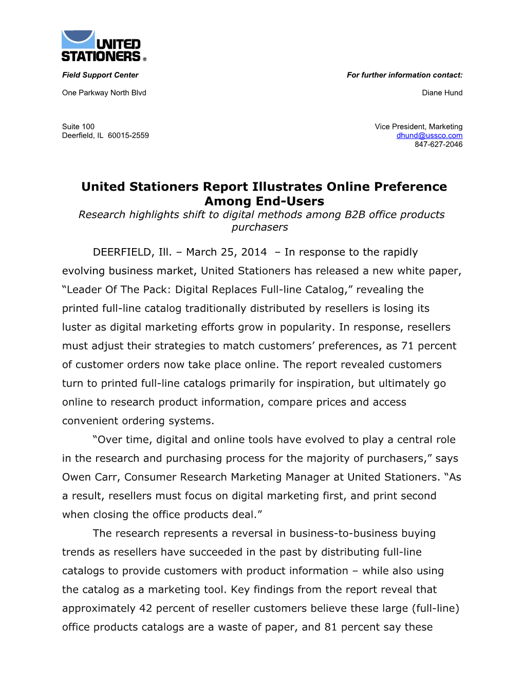 United Stationers Report Illustrates End-Users Online Preference