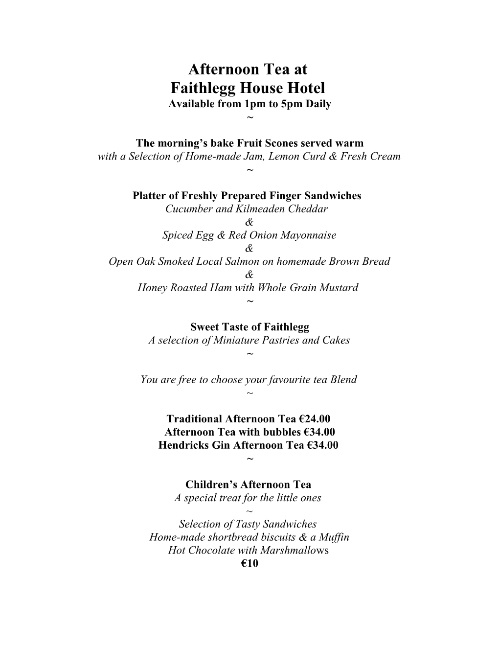 Afternoon Tea at Faithlegg House Hotel