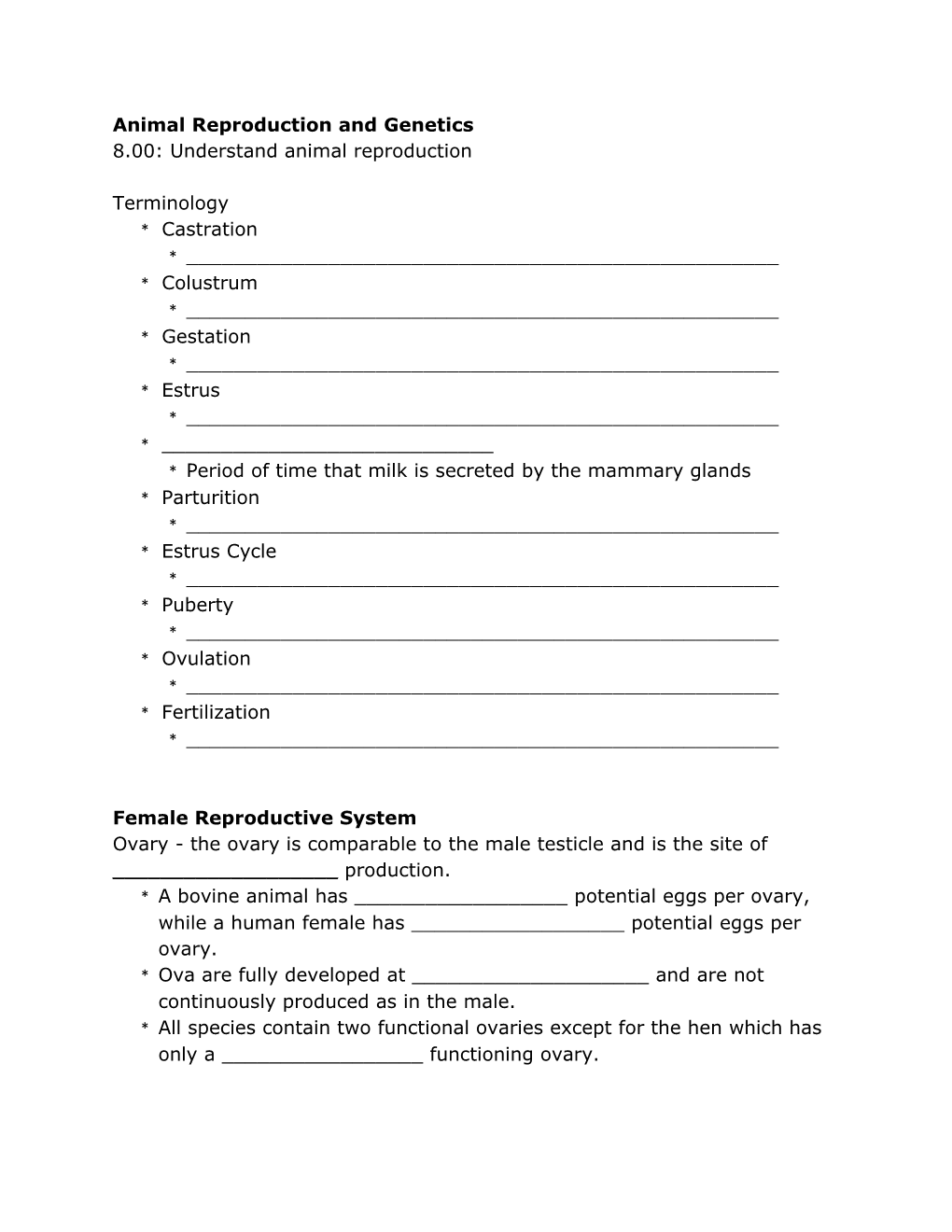 Animal Reproduction and Genetics