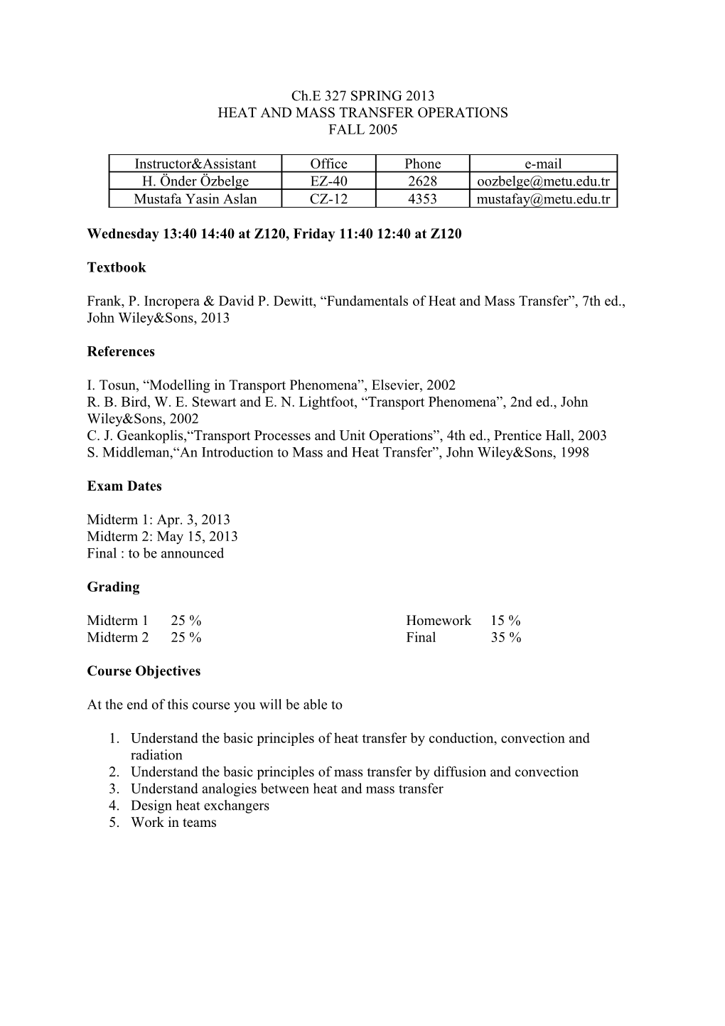 Heat and Mass Transfer Operations