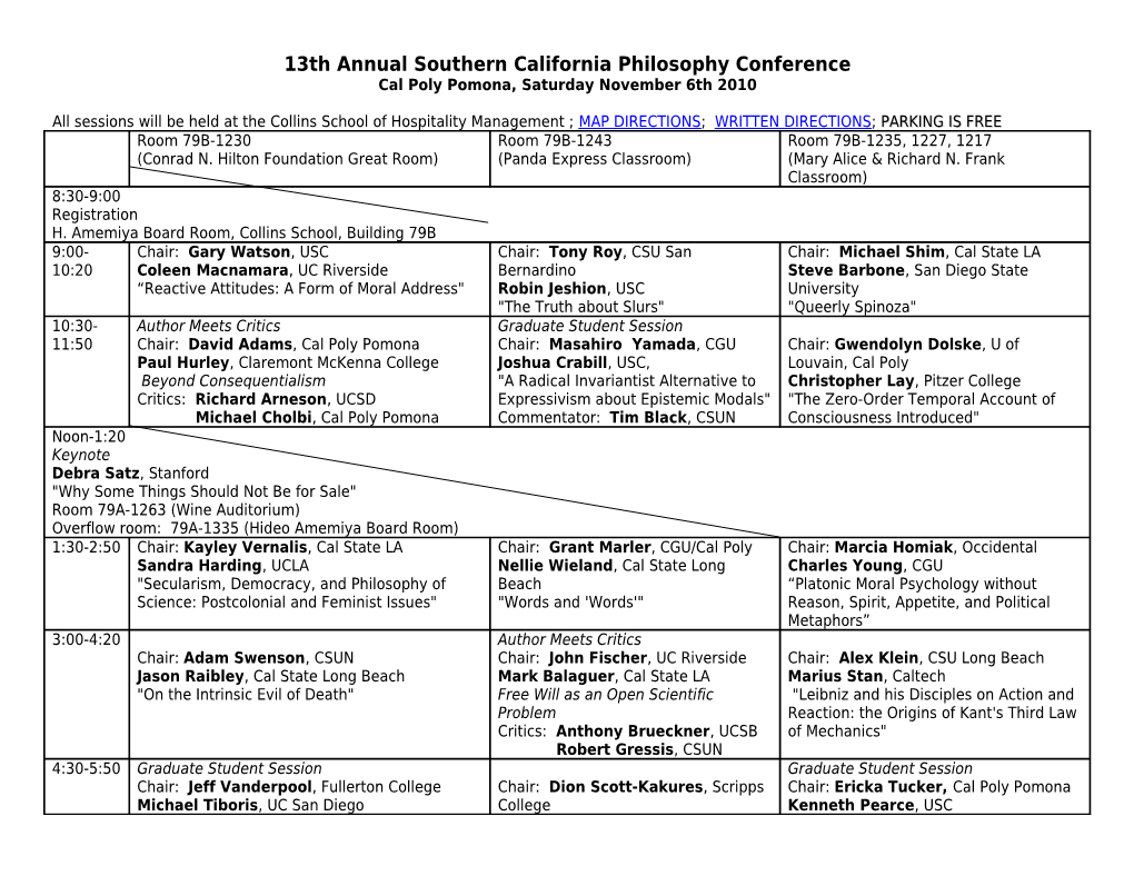 13Th Annual Southern California Philosophy Conference