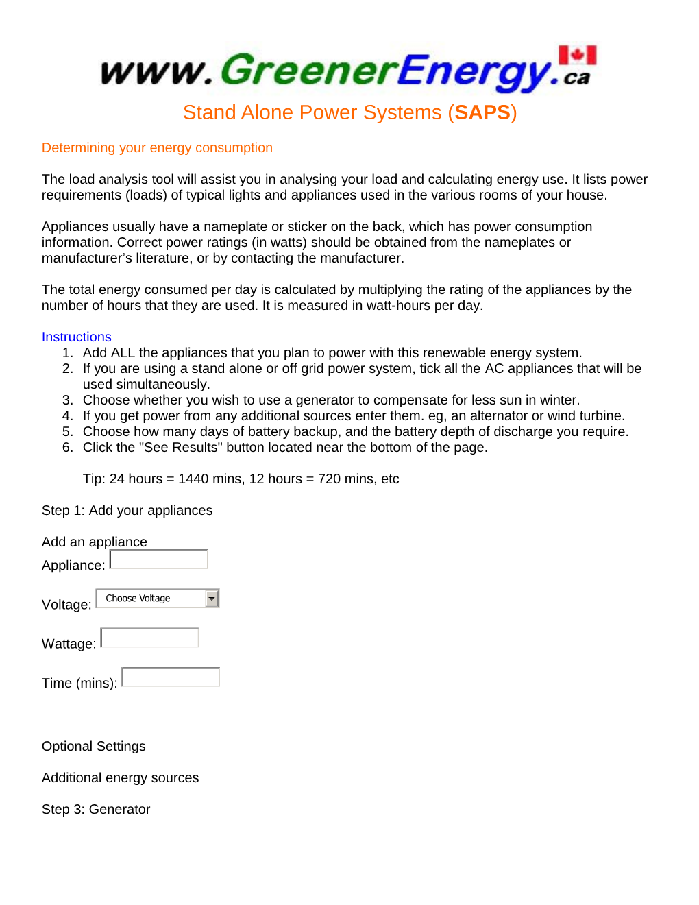 Stand Alone Power Systems (SAPS)