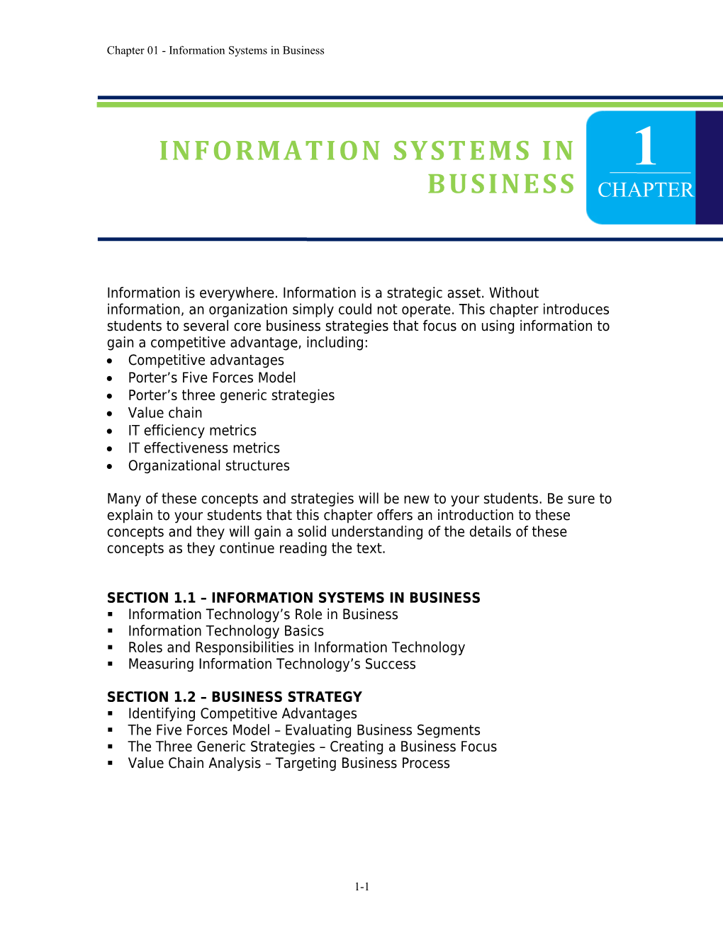 Chapter 01 - Information Systems in Business