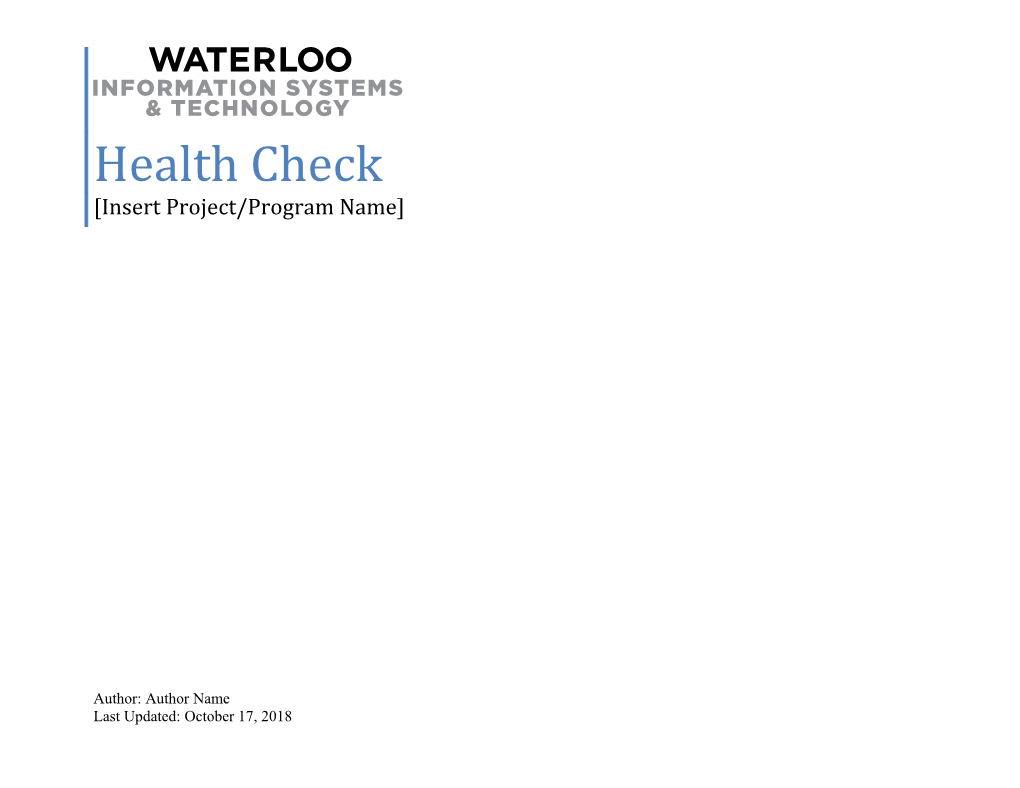 Health Check Insert Project/Program Name