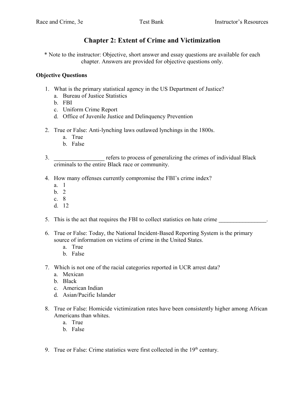 Chapter 2: Extent of Crime and Victimization