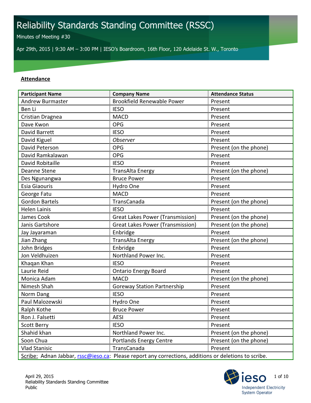 All Meeting Materials Are Available on the IESO S RSSC Webpage At