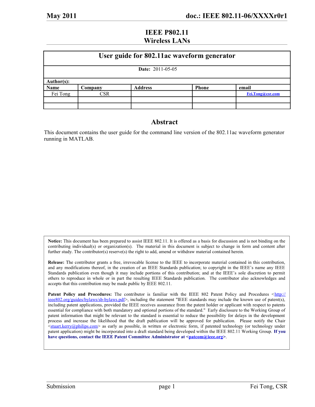 Waveform Generator Description