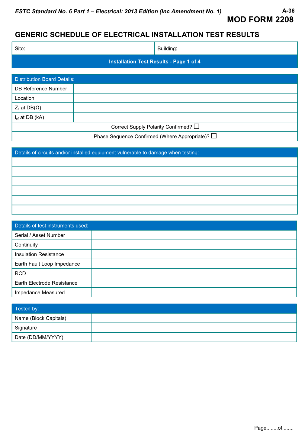 ESTC Standard No. 6 Part 1 Electrical: 2013 Edition (Inc Amendment No. 1)