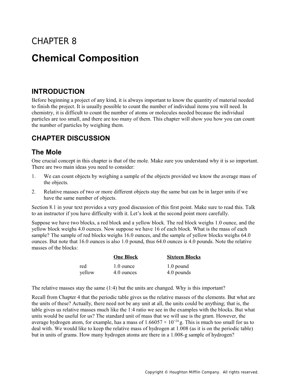 Chapter 8: Chemical Composition 1