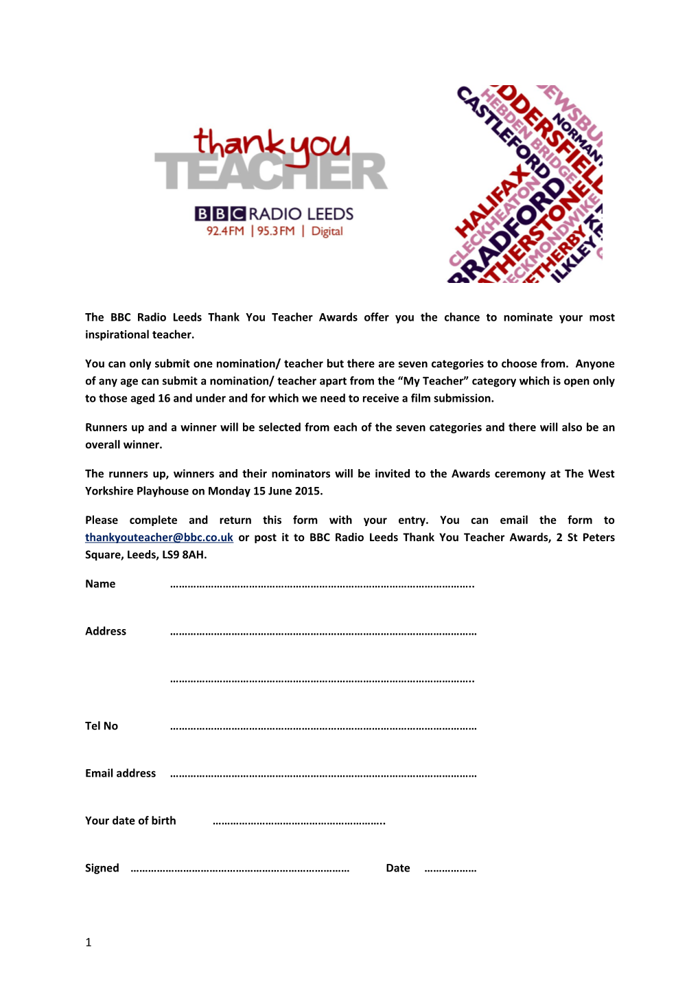 The BBC Radio Leeds Thank You Teacher Awards Offer You the Chance to Nominate Your Most