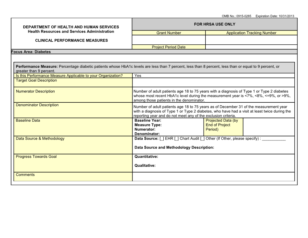 BPR FY 2013 Clinical Performance Measures