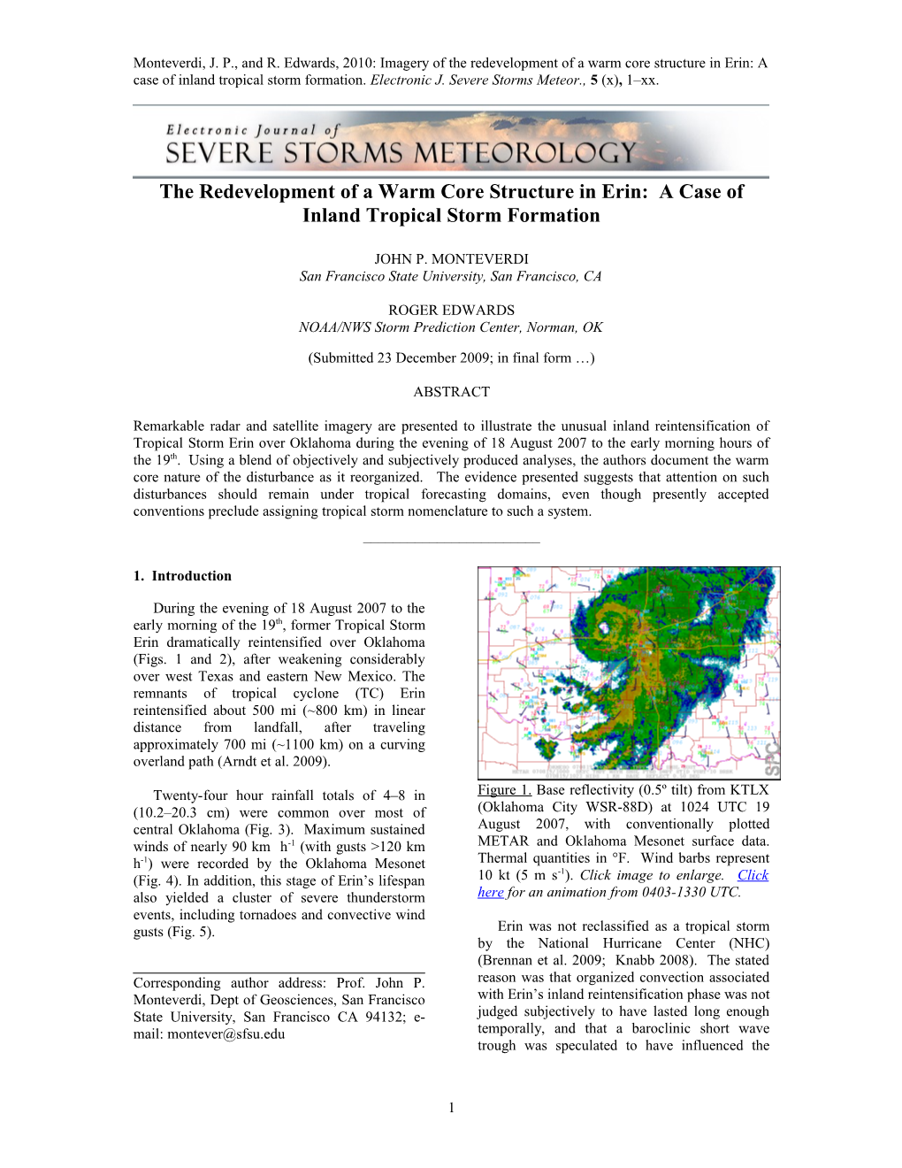 Template for Electronic Journal of Severe Storms Meteorology Submissions