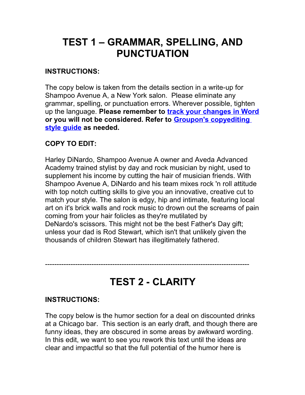 Test 1 Grammar, Spelling, and Punctuation