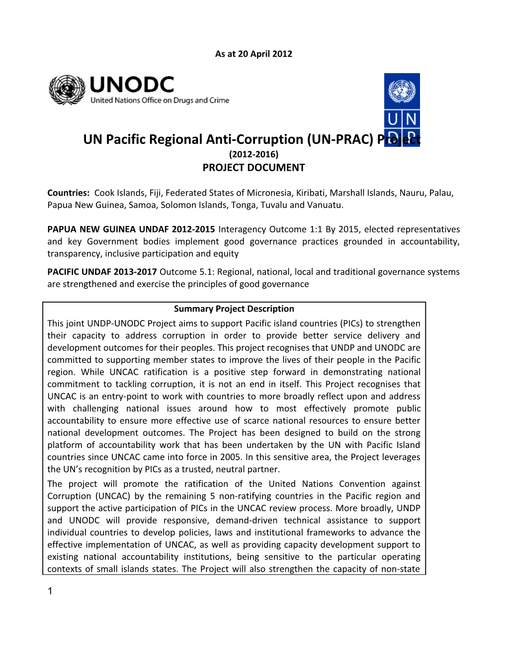 UN Pacific Regional Anti-Corruption (UN-PRAC) Project