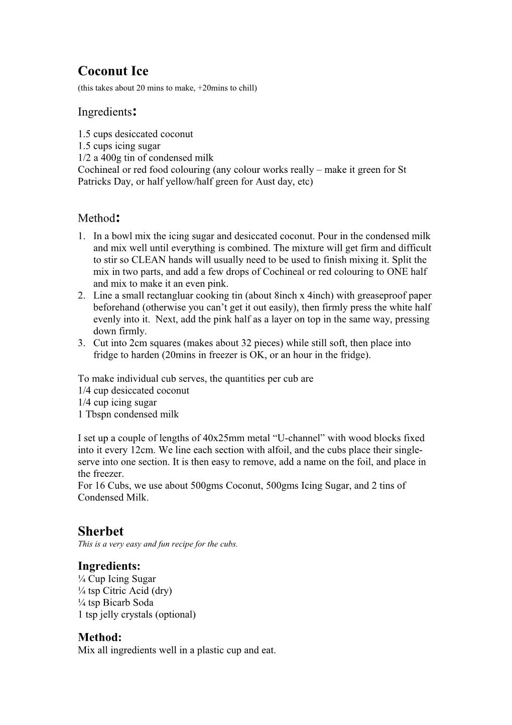 Cub Scout Cooking Badge Recipes