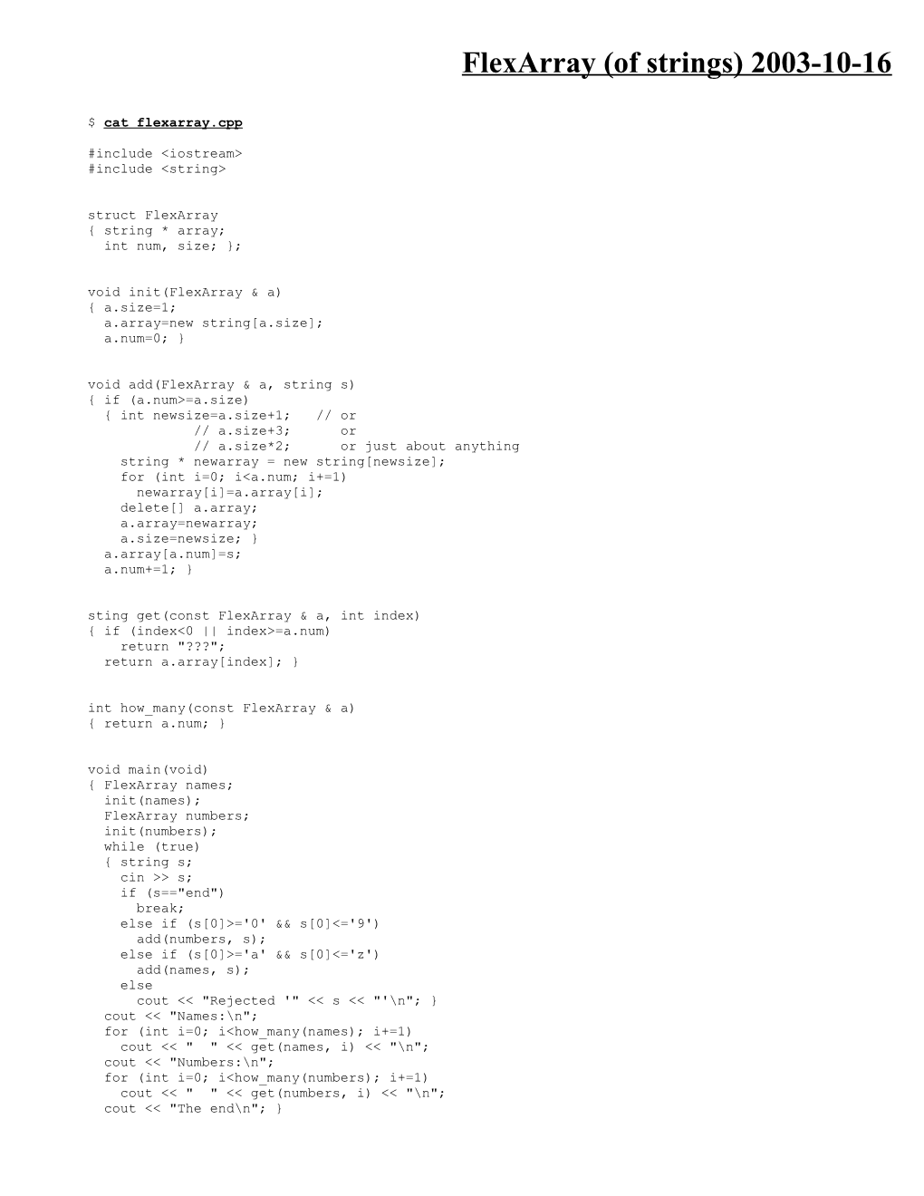 Flexarray (Of Strings) 2003-10-14