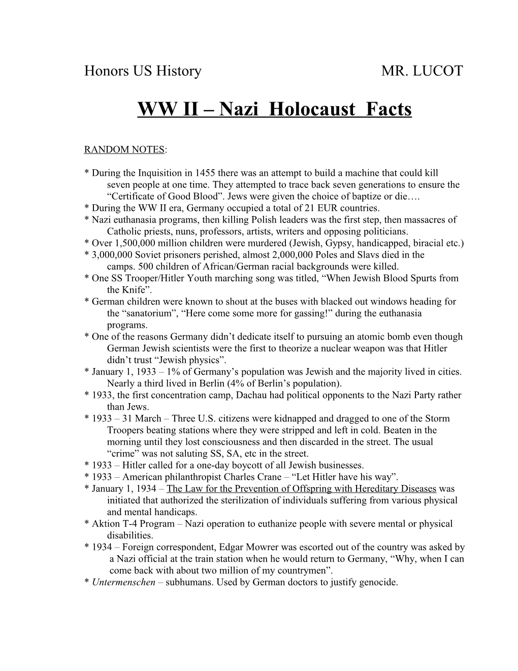 WW II Nazi Holocaust Facts
