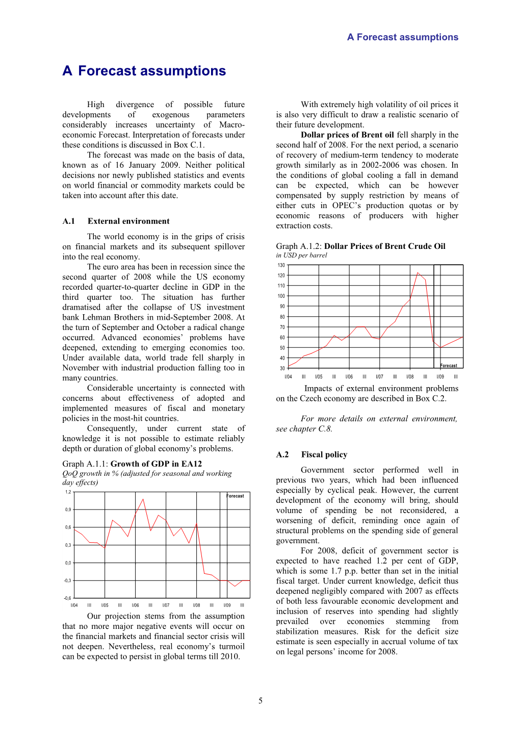 Macroeconomic Forecast Czech Republic - January 2009 - Commentary