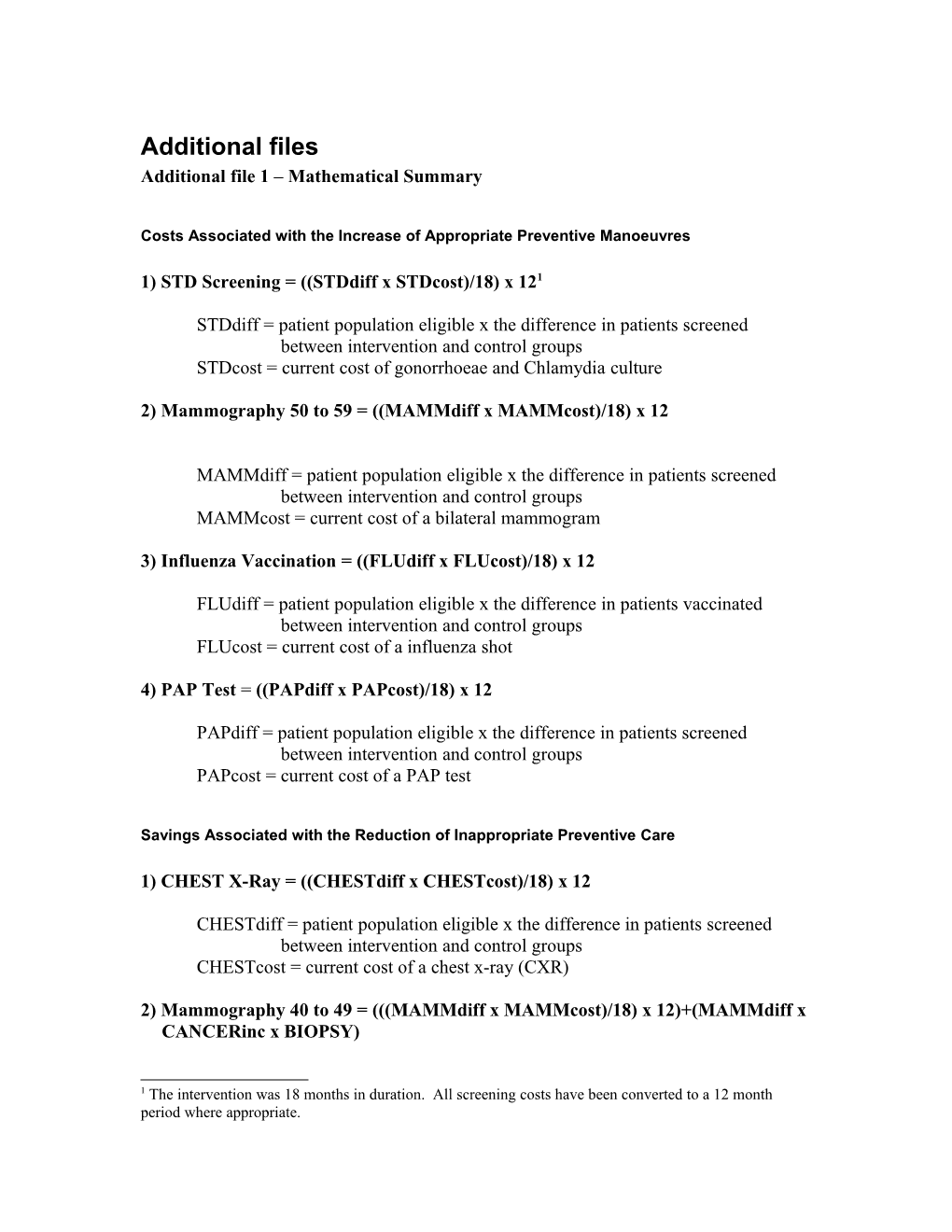 Additional File 1 Mathematical Summary