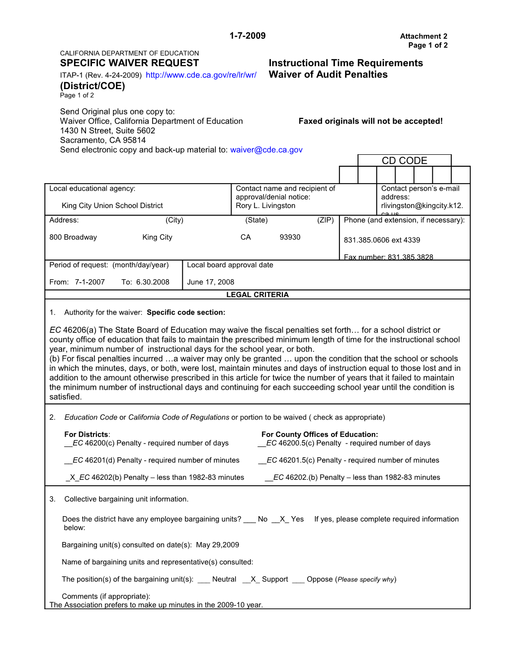 Novemver 2009 Waiver Item W2 Attachment 2 - Meeting Agendas (CA State Board of Education)