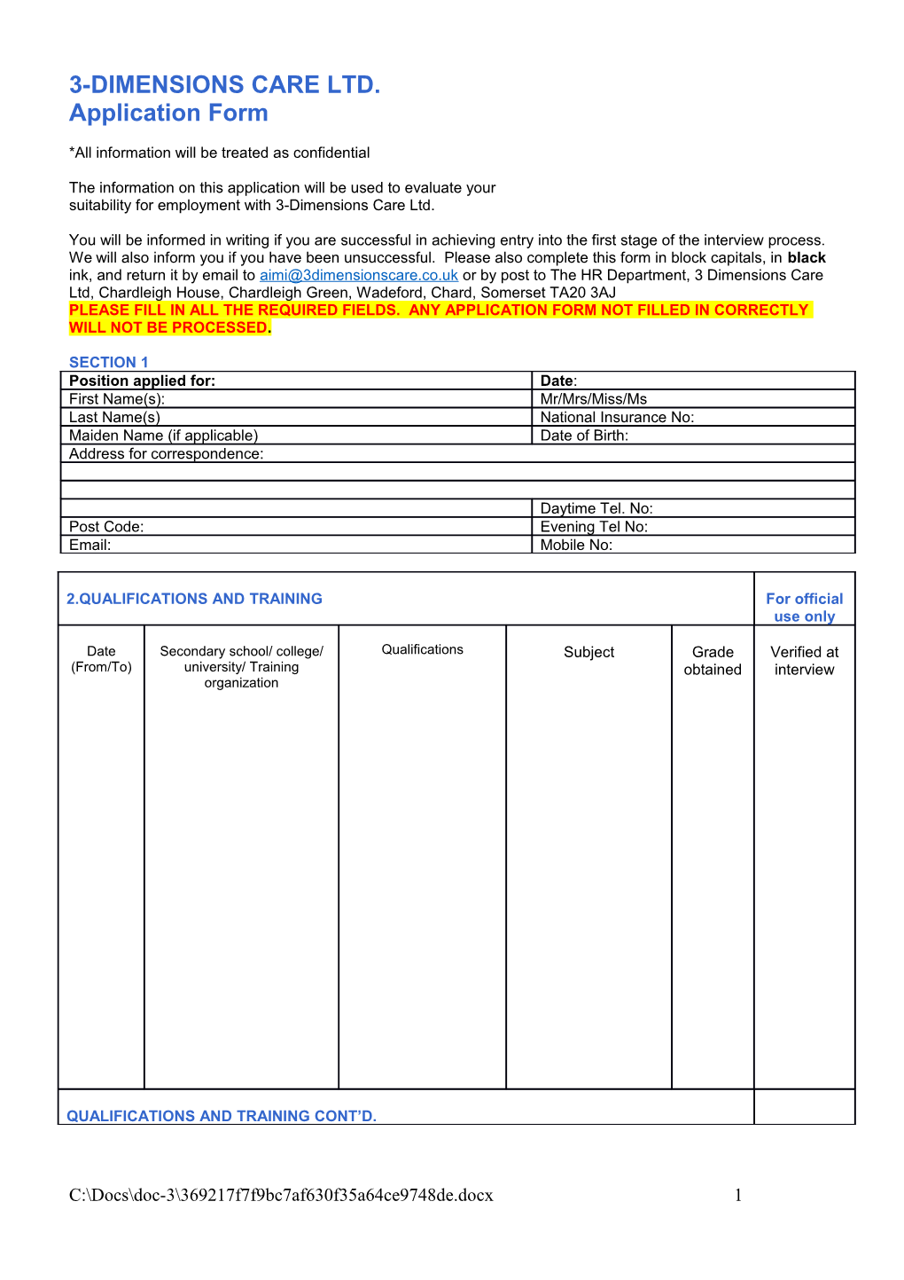 3-Dimensions Care Ltd