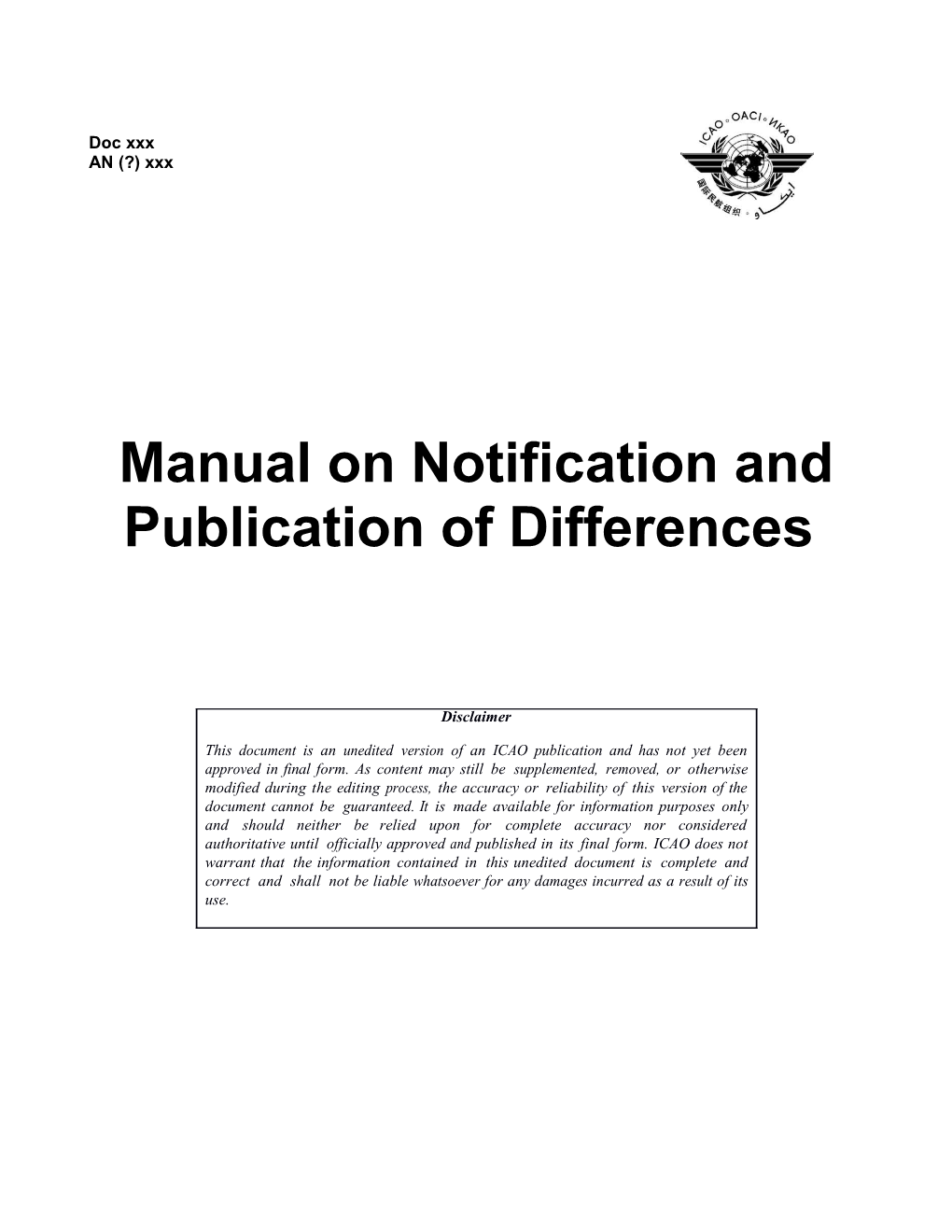 Manual on Notification and Publication of Differences