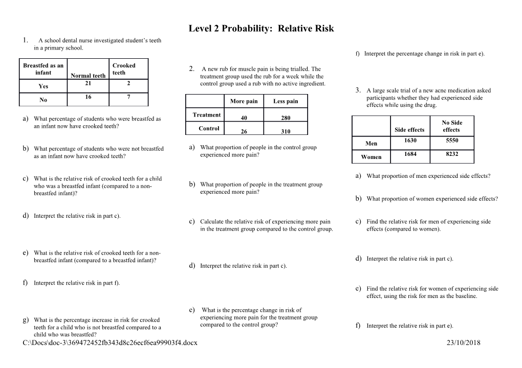 Level 2 Probability: Relative Risk