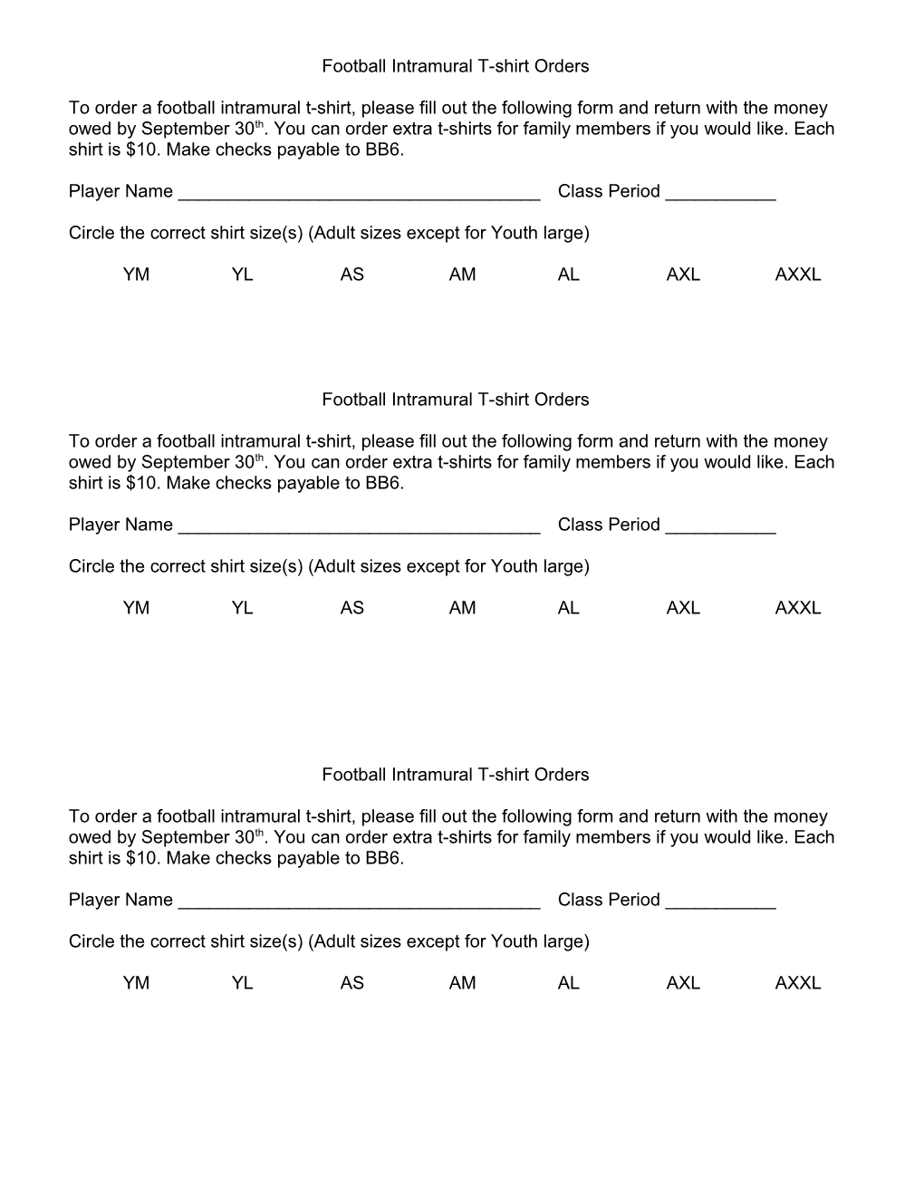 Volleyball Intramural T-Shirt Orders