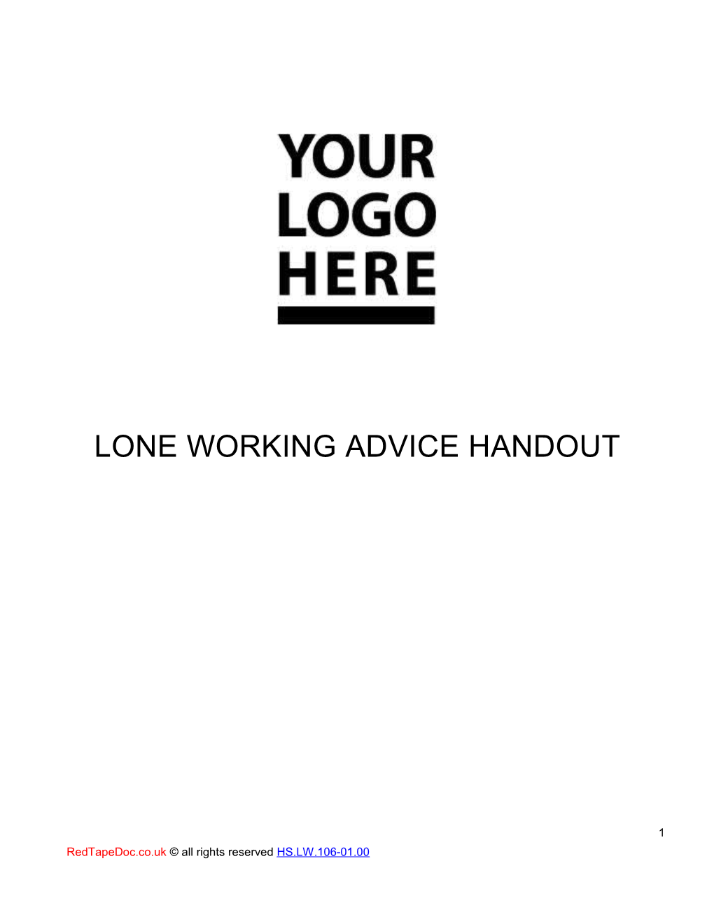 Lone Working Advice Handout