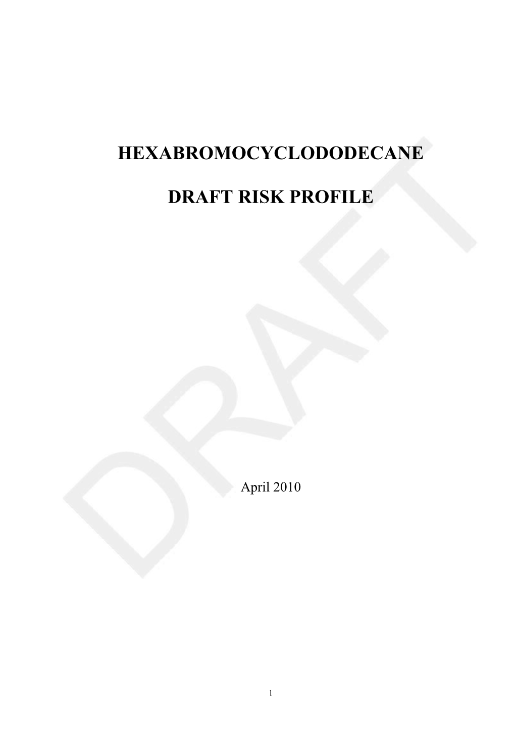 Draft Risk Profile