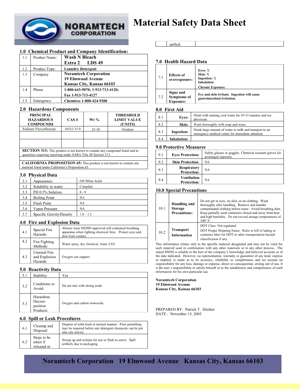 1.0 Chemical Product and Company Identification