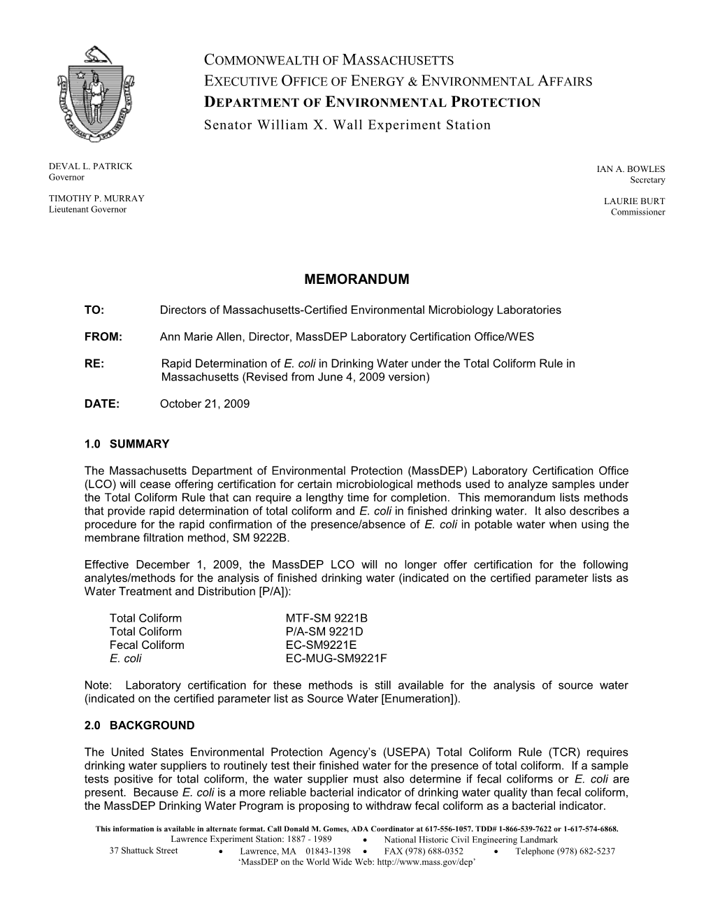 Rapid Determination of E. Coli in Drinking Waterpage 1 of 6