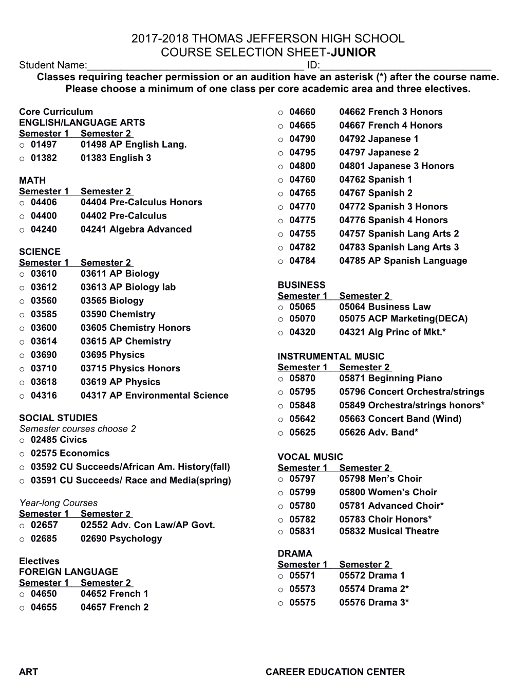 2017-2018 Thomas Jefferson High School