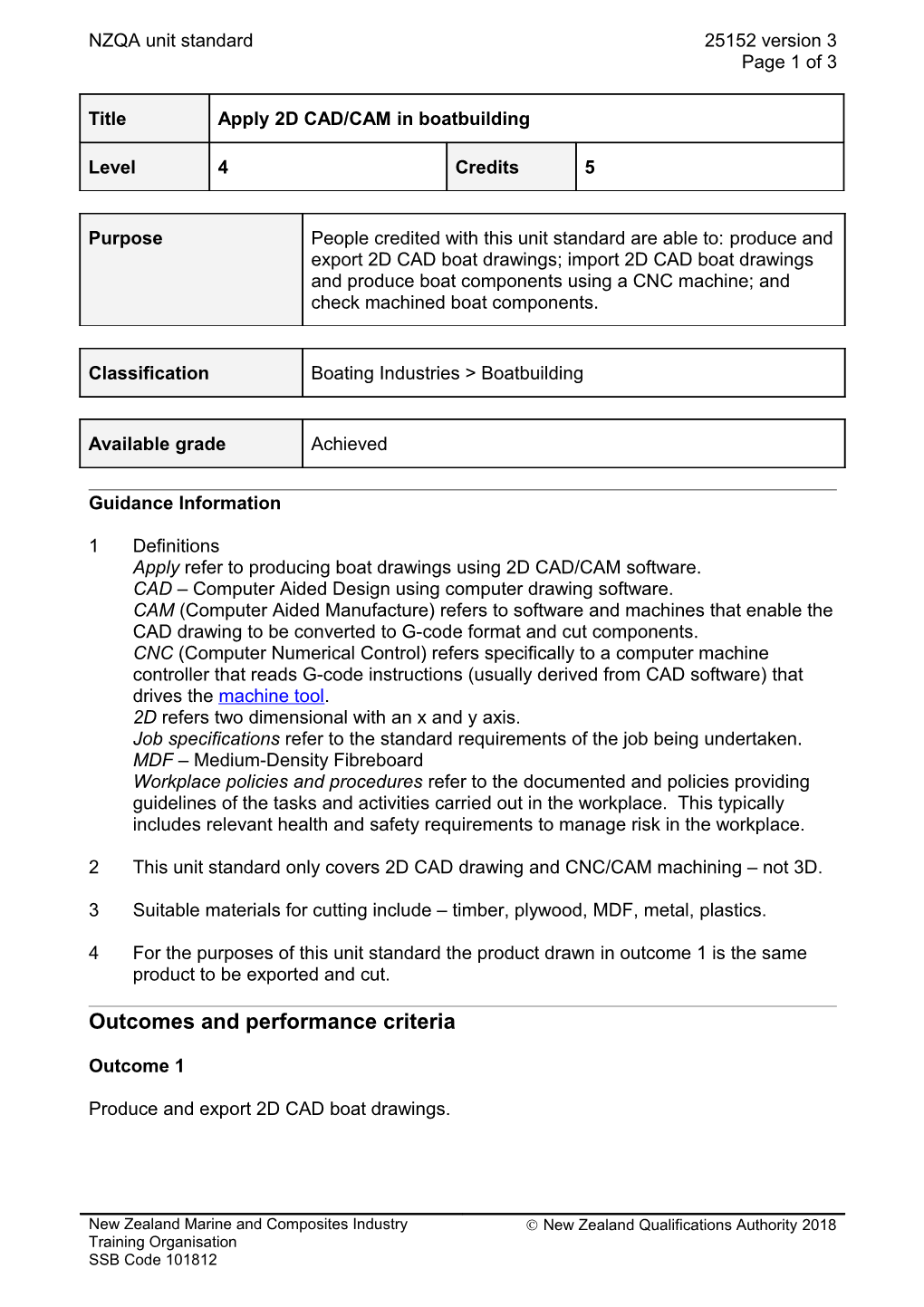 25152 Apply 2D CAD/CAM in Boatbuilding