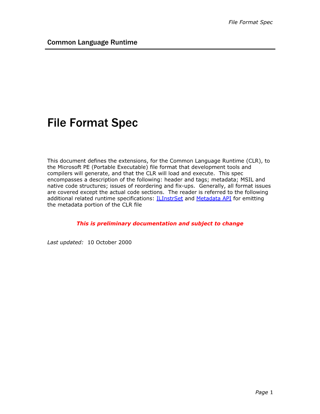 Extensions to PE File Format