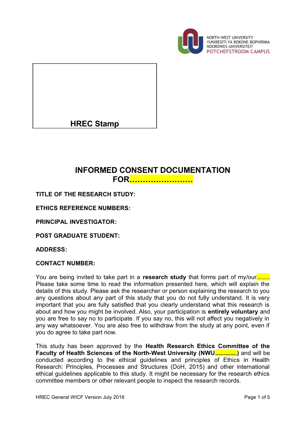 Participant Information Leaflet and Consent Form