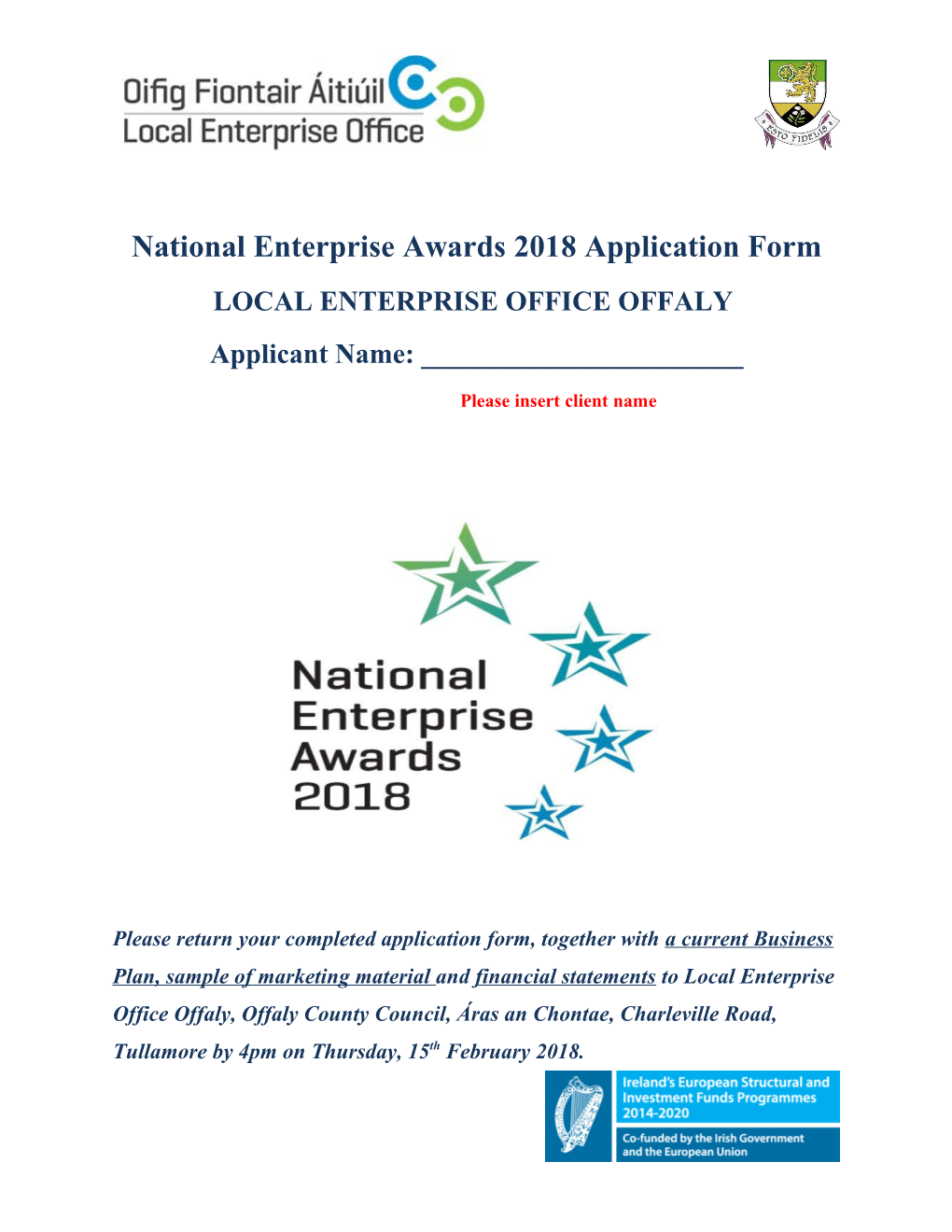 National Enterprise Awards 2018Application Form