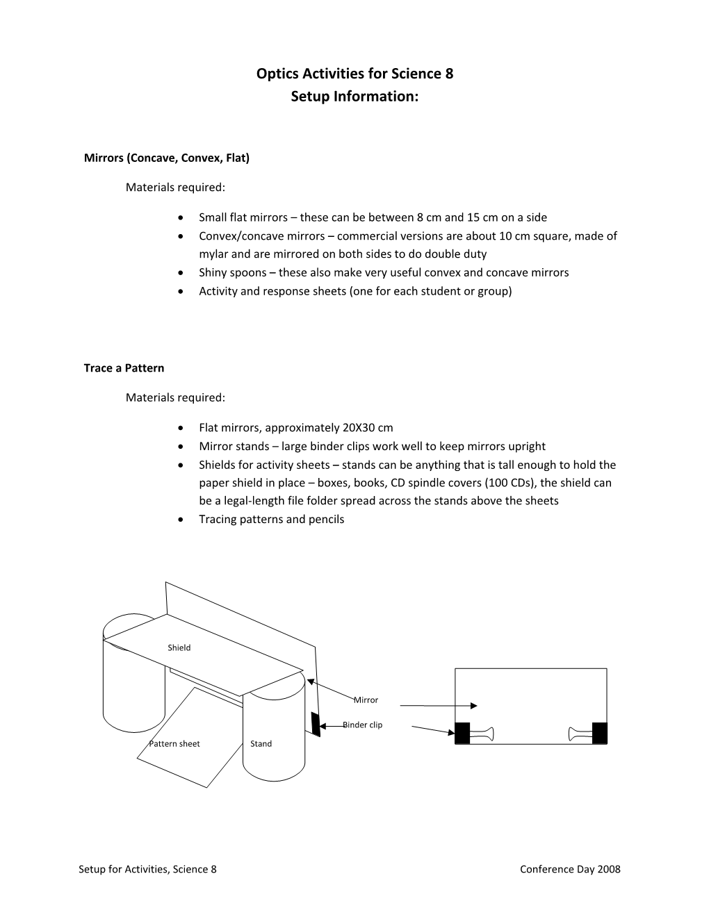 Optics Activities for Science 8