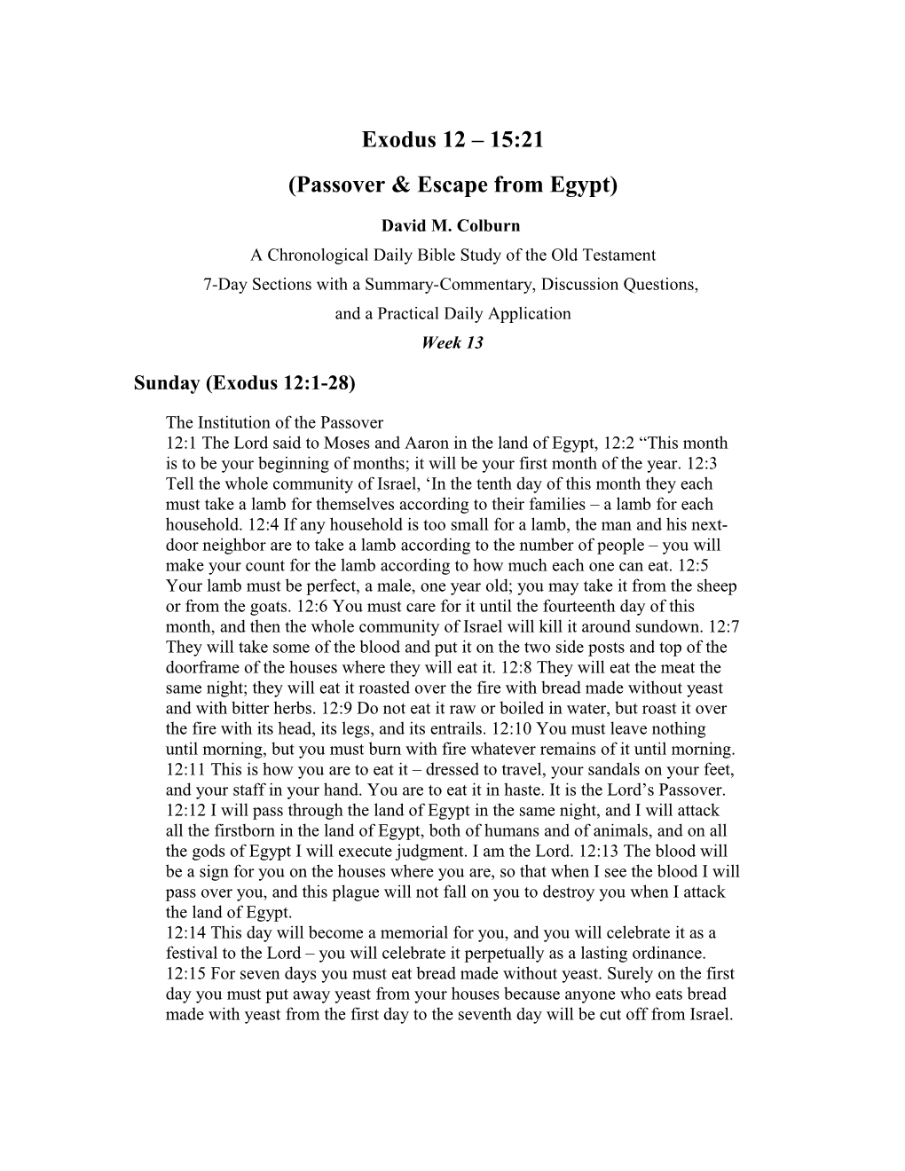 Passover & Escape from Egypt