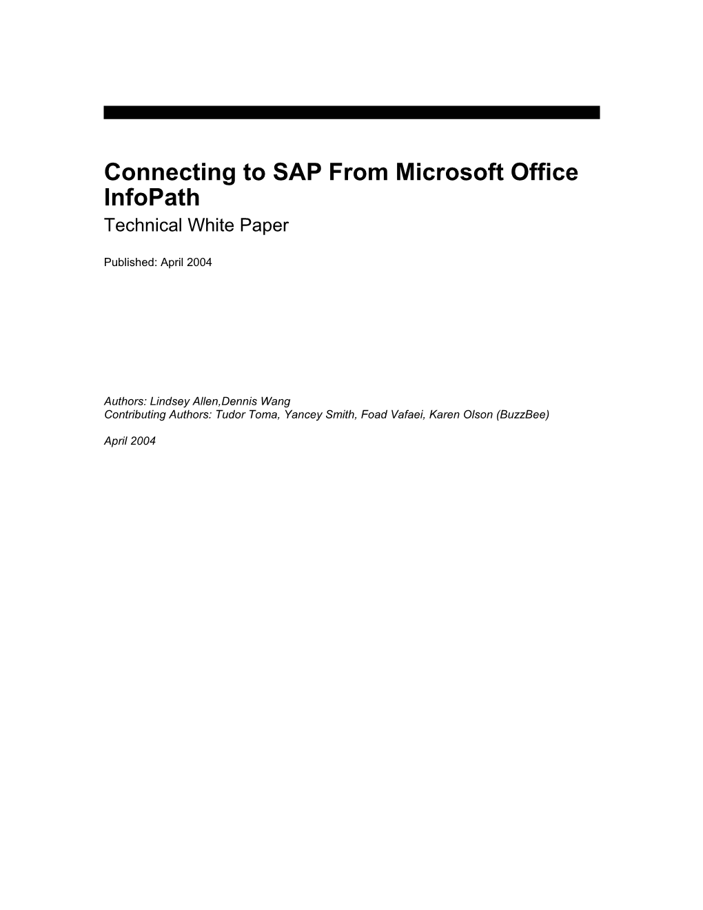 Connecting to SAP from Microsoft Office Infopath