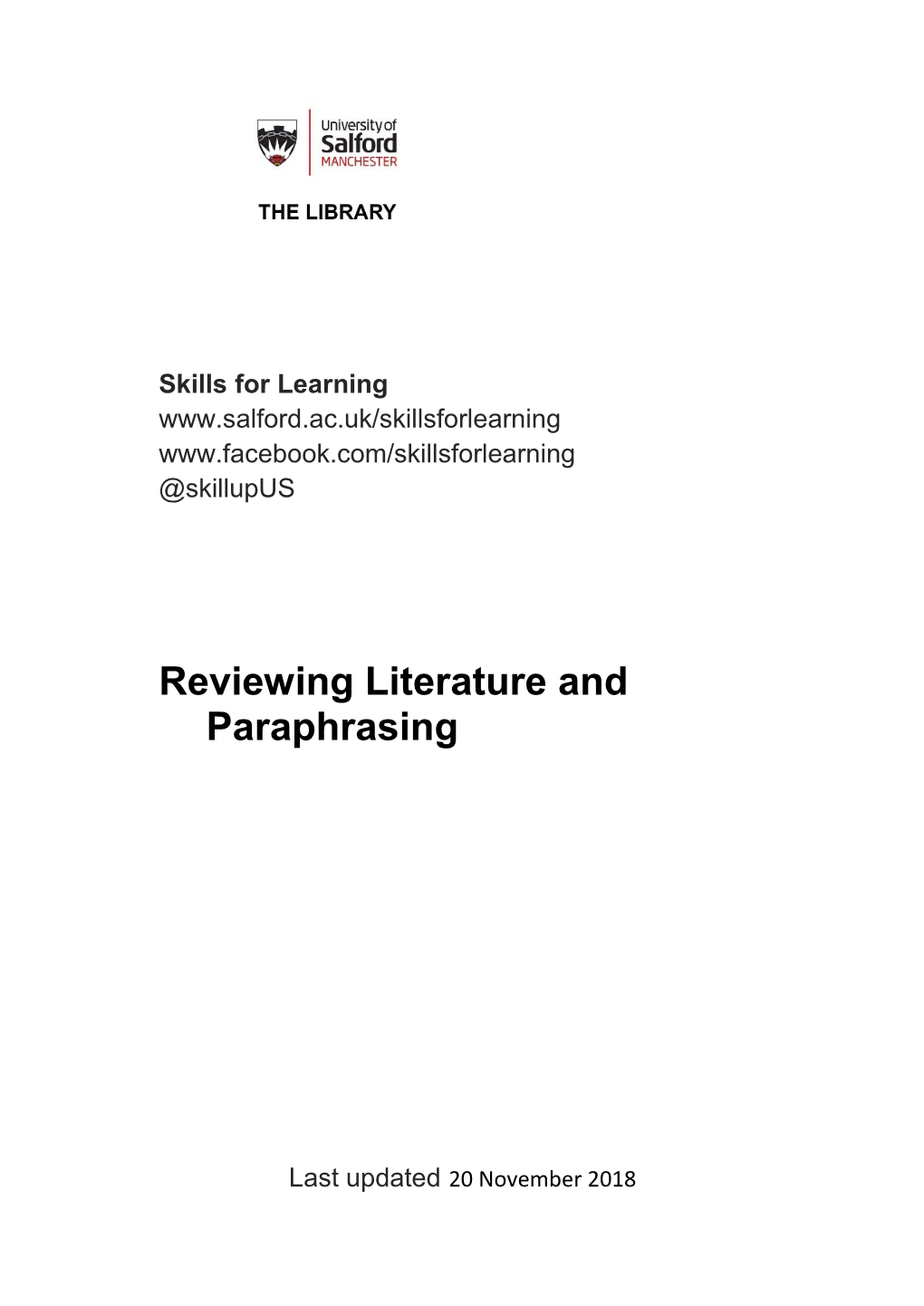 Reviewing Literature and Paraphrasing
