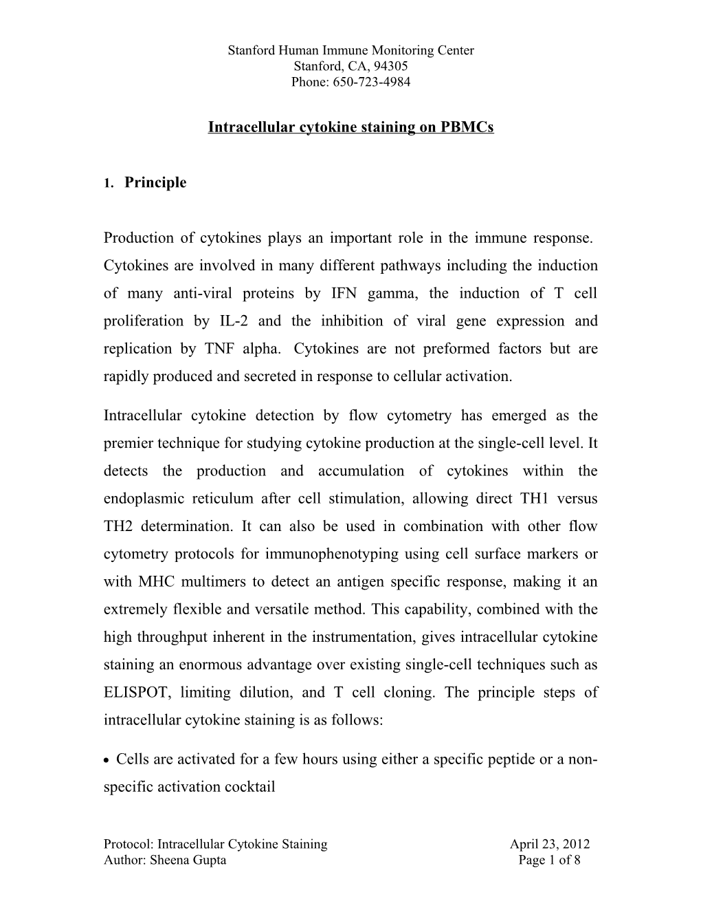 Intracellular Cytokine Staining on Pbmcs