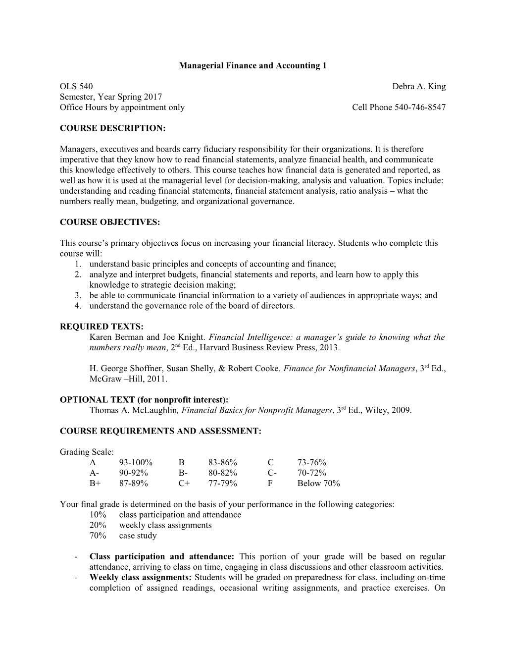 Managerial Finance and Accounting 1