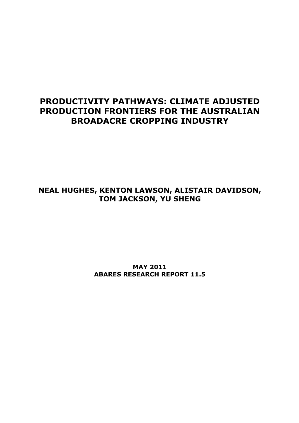 Productivity Pathways: Climate Adjusted Production Frontiers for the Australian Broadacre