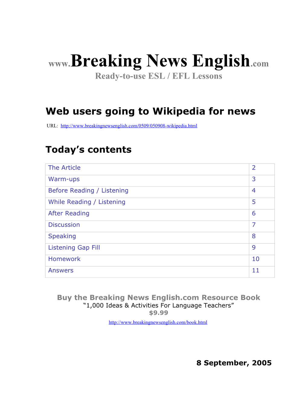 Web Users Going to Wikipedia for News