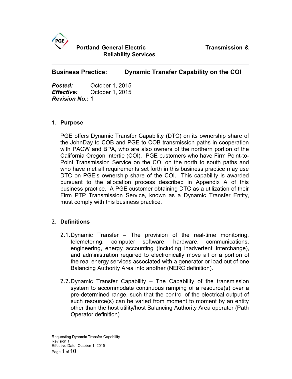 PGE Transmission Has Transitioned to E-Tag Based Scheduling