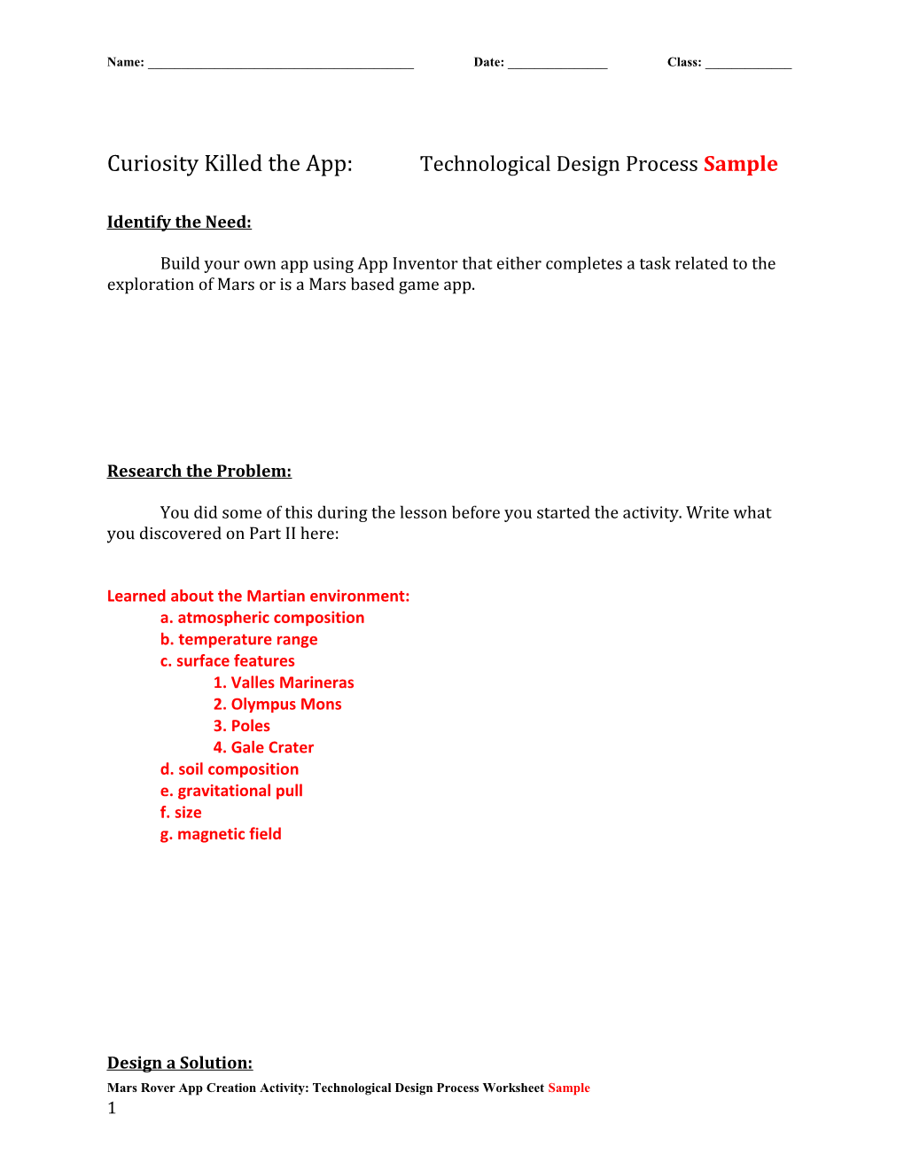 Curiosity Killed the App: Technological Design Processsample